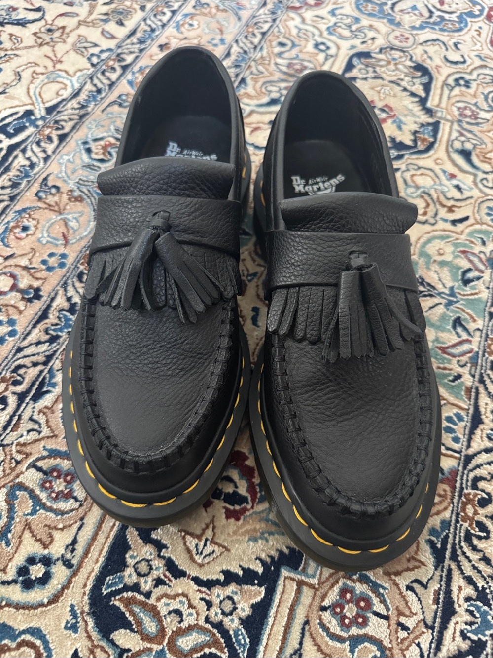 Dr. Martens Black Leather Tassel Moccasin Loafers